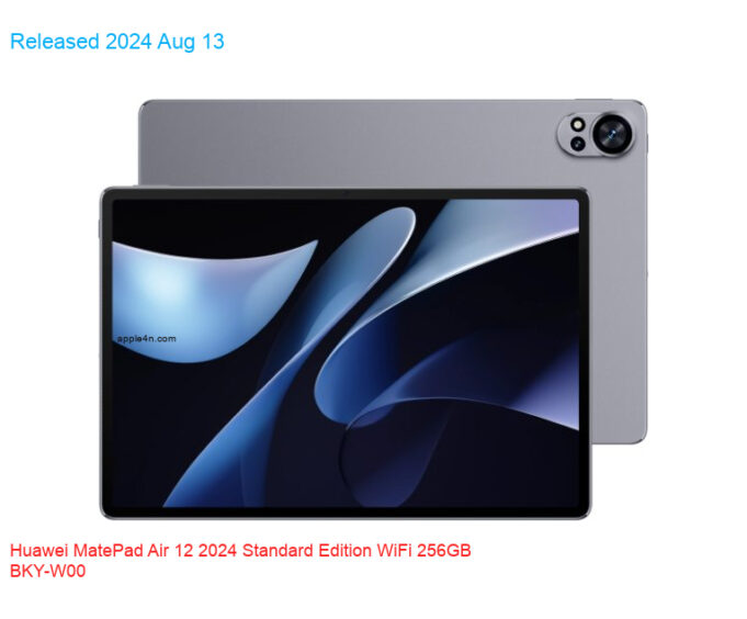 Huawei MatePad Air 12 2024 Standard Edition WiFi 256GB BKY-W00