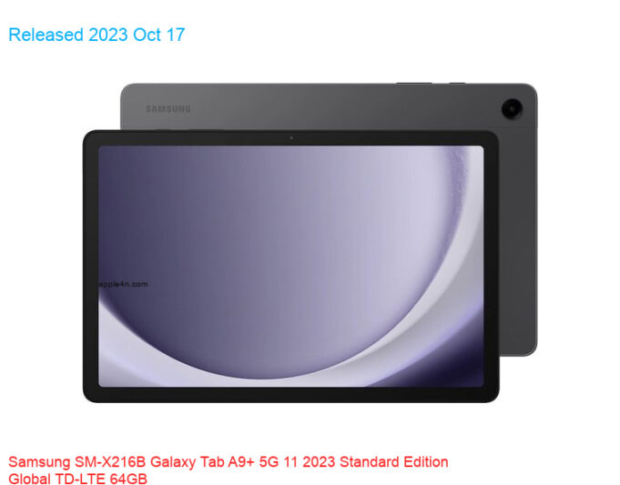 Samsung SM-X216B Galaxy Tab A9+ 5G 11 2023 Standard Edition Global TD-LTE 64GB