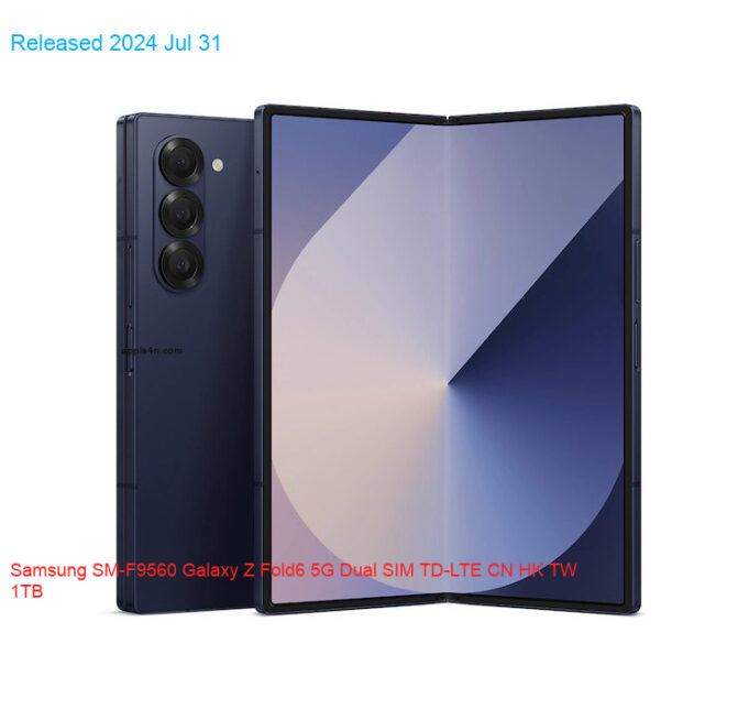 Samsung SM-F9560 Galaxy Z Fold6 5G Dual SIM TD-LTE CN HK TW 1TB