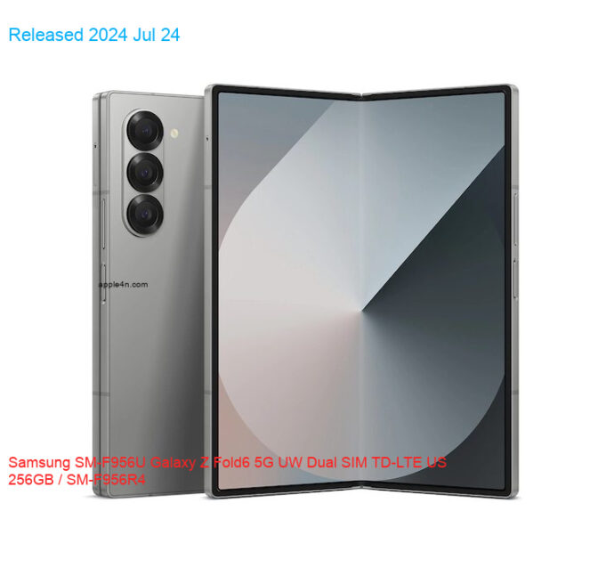Samsung SM-F956U Galaxy Z Fold6 5G UW Dual SIM TD-LTE US 256GB / SM-F956R4