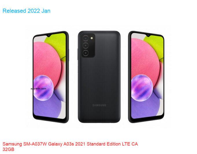 Samsung SM-A037W Galaxy A03s 2021 Standard Edition LTE CA 32GB