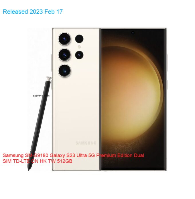 Samsung SM-S9180 Galaxy S23 Ultra 5G Premium Edition Dual SIM TD-LTE CN HK TW 512GB