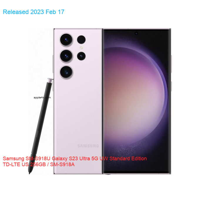 Samsung SM-S918U Galaxy S23 Ultra 5G UW Standard Edition TD-LTE US 256GB / SM-S918A