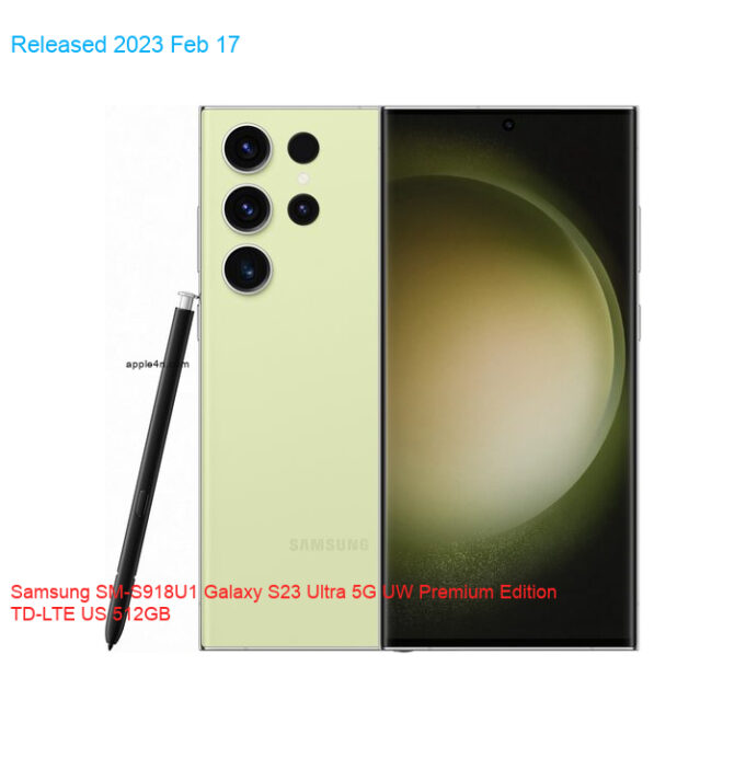 Samsung SM-S918U1 Galaxy S23 Ultra 5G UW Premium Edition TD-LTE US 512GB