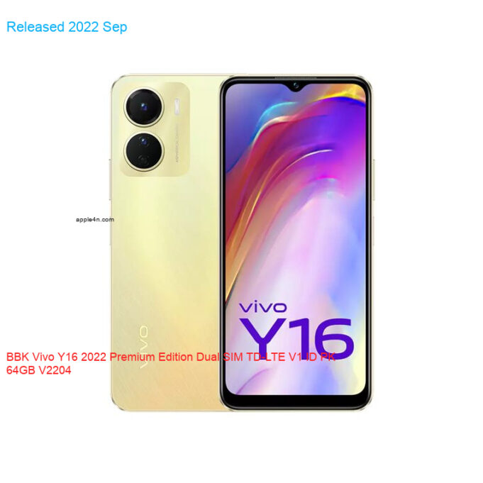 BBK Vivo Y16 2022 Premium Edition Dual SIM TD-LTE V1 ID PK 64GB V2204