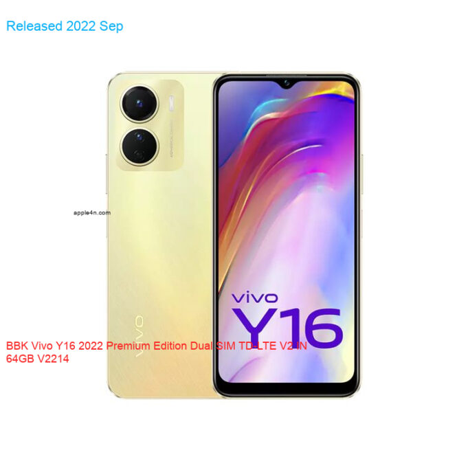 BBK Vivo Y16 2022 Premium Edition Dual SIM TD-LTE V2 IN 64GB V2214