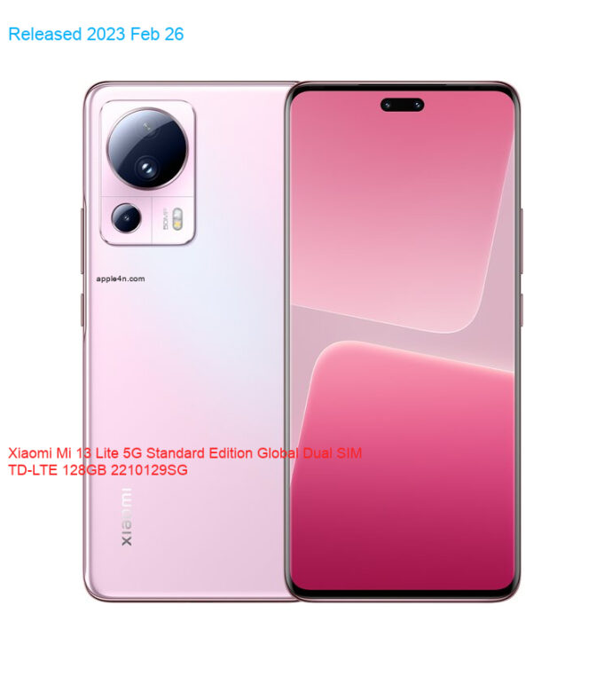 Xiaomi Mi 13 Lite 5G Standard Edition Global Dual SIM TD-LTE 128GB 2210129SG
