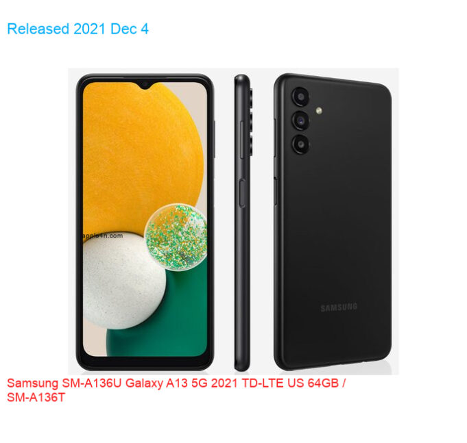 Samsung SM-A136U Galaxy A13 5G 2021 TD-LTE US 64GB / SM-A136T