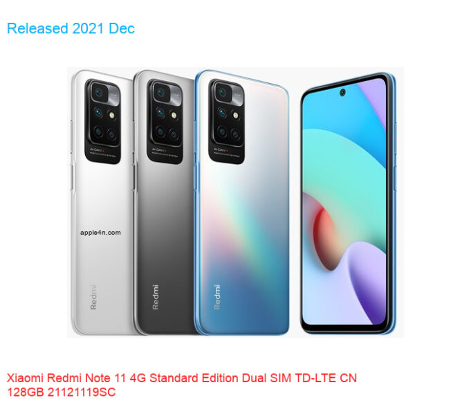 Xiaomi Redmi Note 11 4G Standard Edition Dual SIM TD-LTE CN 128GB 21121119SC