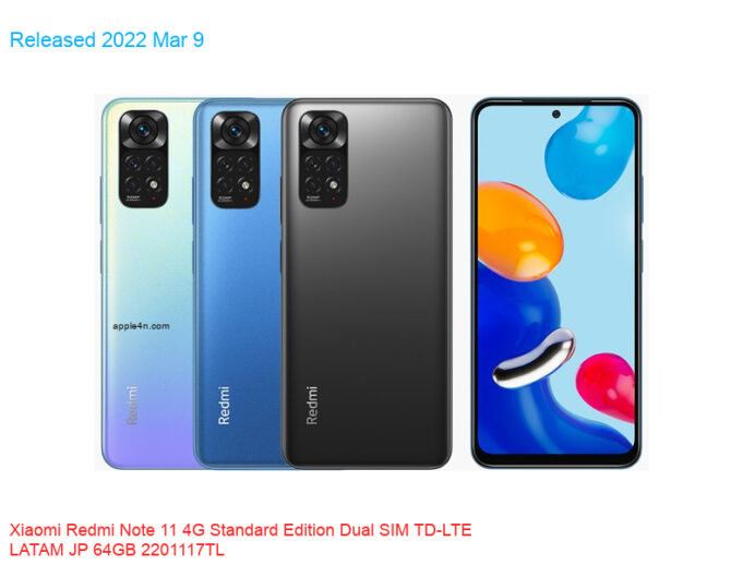 Xiaomi Redmi Note 11 4G Standard Edition Dual SIM TD-LTE LATAM JP 64GB 2201117TL